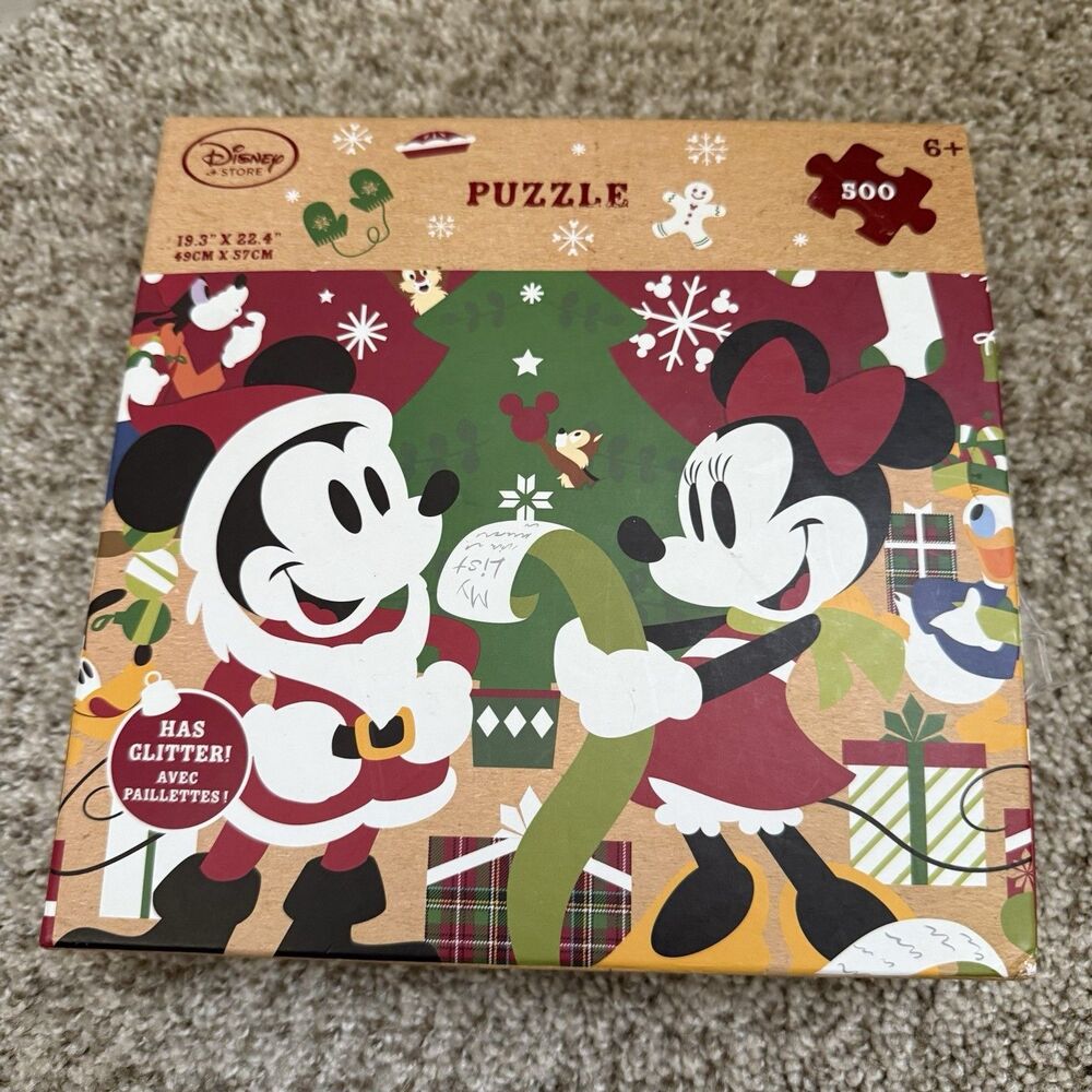 Disney Store MICKEY & MINNIE 500 piece Christmas Jigsaw Puzzle New